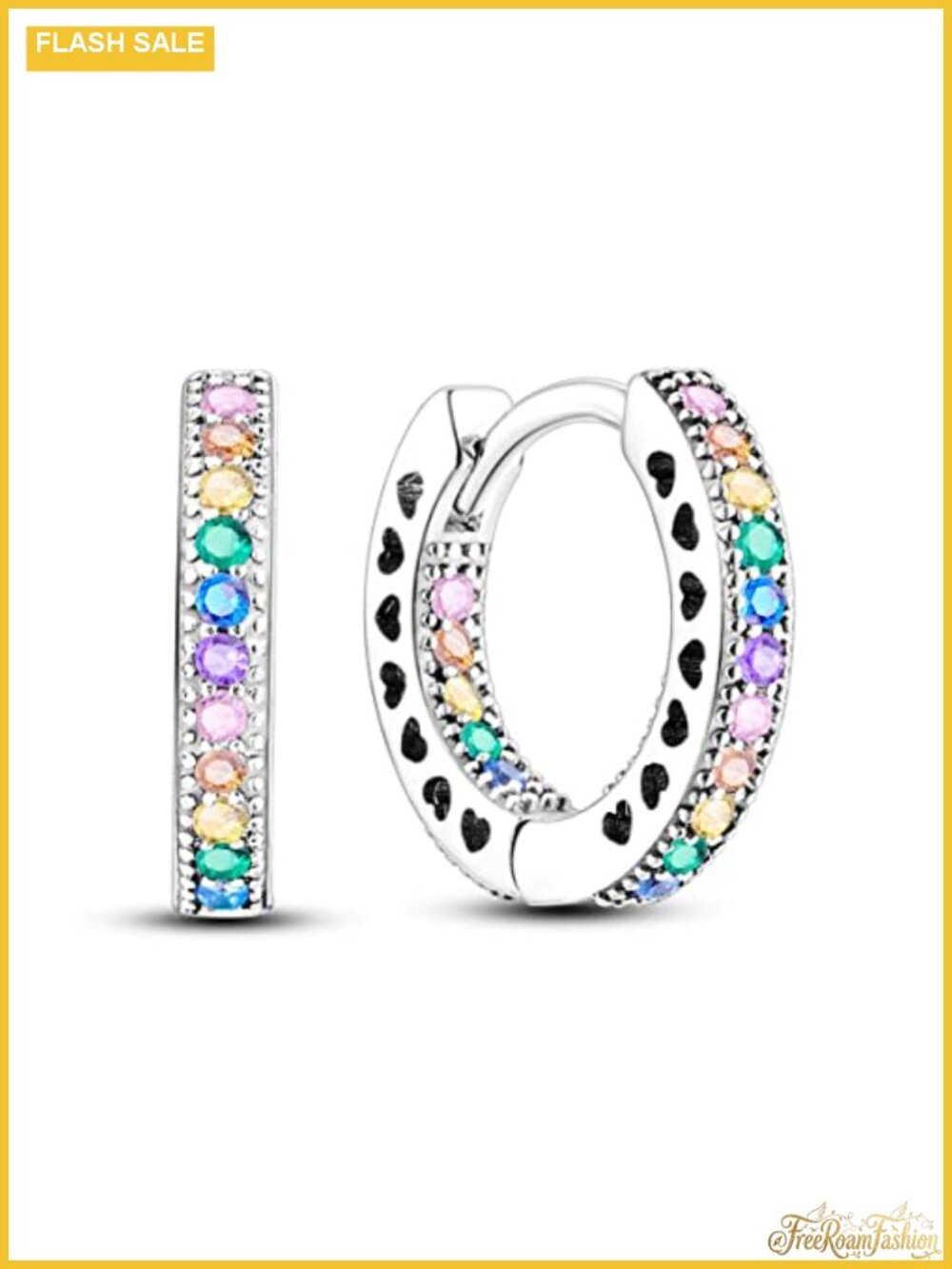 925 Sterling Silver Huggie Hoop Earrings for Women - Cubic Zirconia